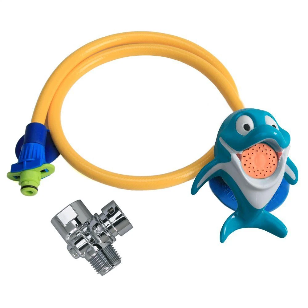 My Own Shower 1-Spray Showerhead Plus 3 Ft. Hose And Quick Connect In Chrome With White And Dolphin Character 5 My Own Shower 1-Spray Showerhead Plus 3 Ft. Hose And Quick Connect In Chrome With White And Dolphin Character - Image 3