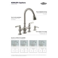 Capilano 2-Handle Bridge Farmhouse Pull-Down Kitchen Faucet With Soap Dispenser And Sweep Spray In Vibrant Stainless -Pro House Shop b612445f38ba02d54176df2e642d0462 1800x1800