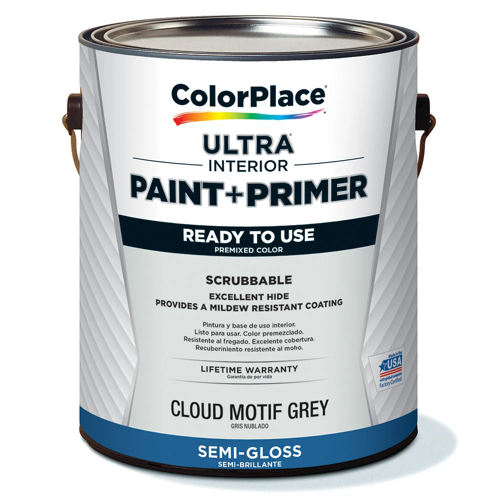 ColorPlace ULTRA Interior Paint & Primer, Cloud Motif Grey, Semi-Gloss, 1 Gallon 2 ColorPlace ULTRA Interior Paint & Primer, Cloud Motif Grey, Semi-Gloss, 1 Gallon