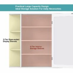 6.5 In. X 25 In. X 26 In. White Multipurpose Wall Surface Mount Bathroom Storage Medicine Cabinet With Mirror -Pro House Shop d91ed73f09a5cd6b3120bea0d34ab6f9 1800x1800