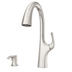 Ladera Single-Handle Pull-Down Sprayer Kitchen Faucet With Soap Dispenser In Spot Defense Stainless Steel -Pro House Shop e04bf7aec64f9a72f195e2f25a4fe0e0 1800x1800
