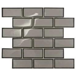Daltile Premier Accents Smoke Gray Brick Joint 11 In. X 13 In. X 8 Mm Glass Mosaic Wall Tile (0.956 Sq. Ft. / Piece)