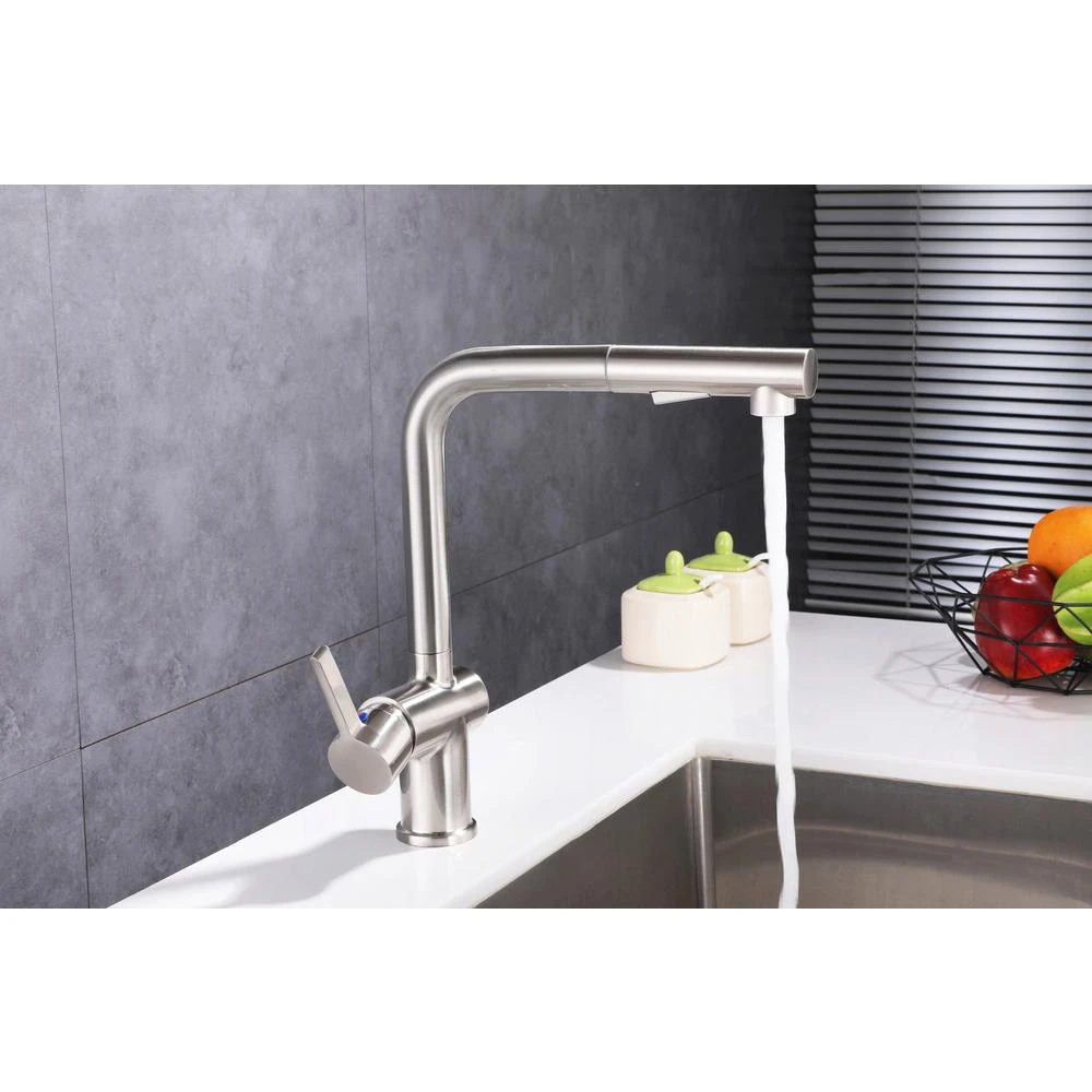 Single-Handle Pull Out Sprayer Kitchen Faucet In Brushed Nickel 9 Single-Handle Pull Out Sprayer Kitchen Faucet In Brushed Nickel - Image 7