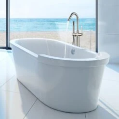 40 In. H X 11 In. W Single-Handle Claw Foot Tub Faucet With Hand Shower In Brushed Nickel -Pro House Shop e85f215de28e3e15d37df58be636ce85 1800x1800