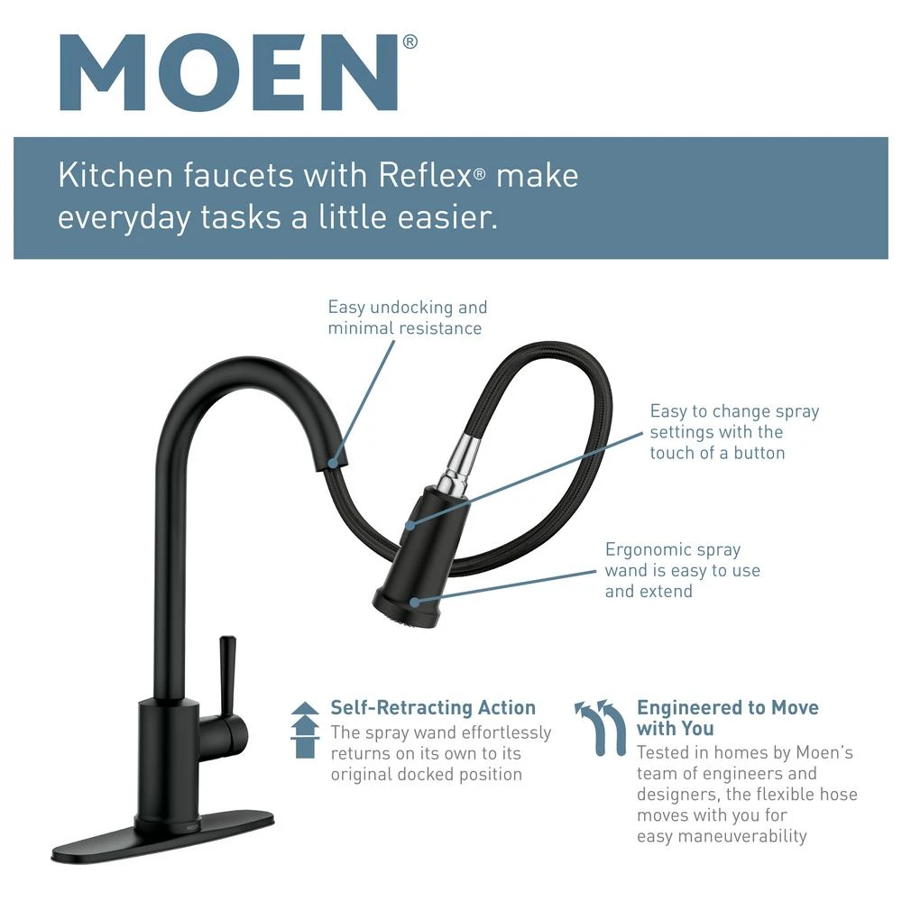 Indi Single-Handle Pull-Down Sprayer Kitchen Faucet With Reflex And Power Clean In Matte Black 14 Indi Single-Handle Pull-Down Sprayer Kitchen Faucet With Reflex And Power Clean In Matte Black - Image 12