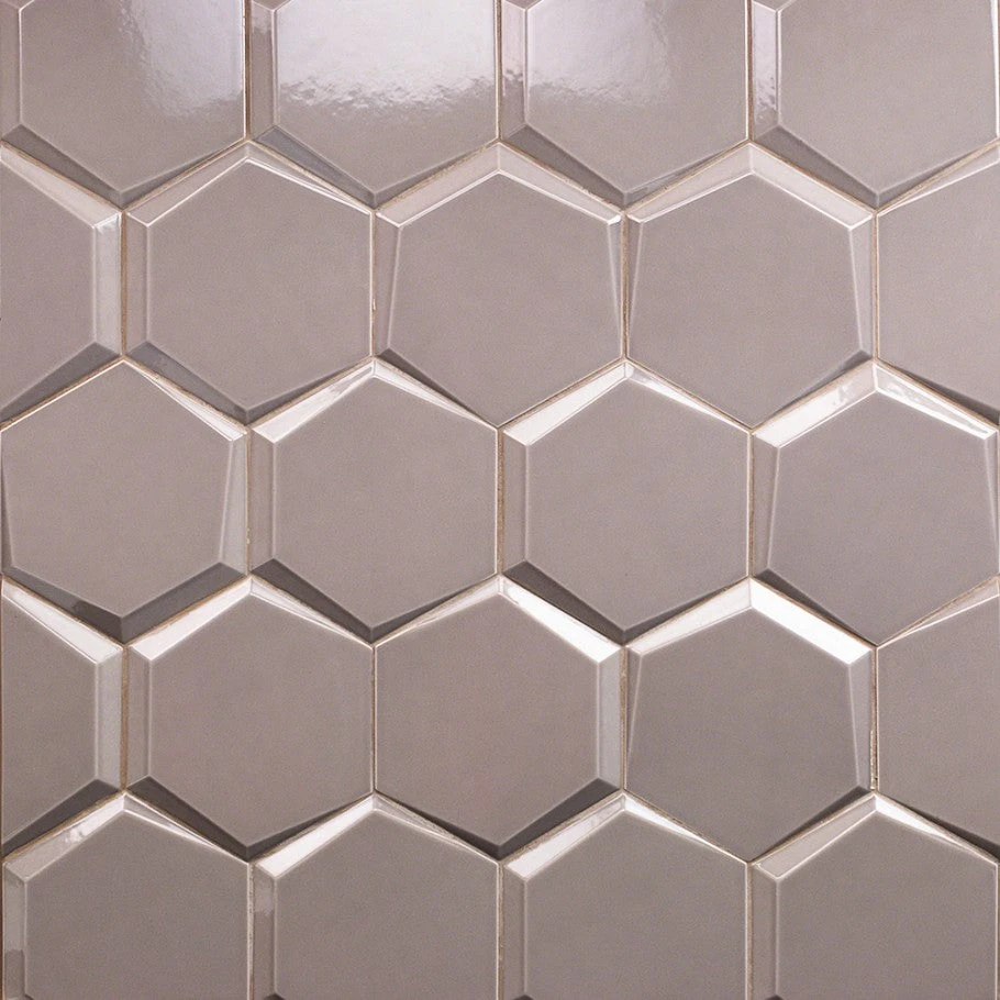 Magen Leveled-Hex Gray Polished Ceramic Hexagon Tile 3 Magen Leveled-Hex Gray Polished Ceramic Hexagon Tile
