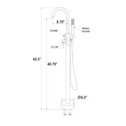 1-Handle Freestanding Floor Mount Tub Faucet Bathtub Filler With Hand Shower In Matte Black -Pro House Shop ea6185023b6d142598dccc6e65040569 1800x1800