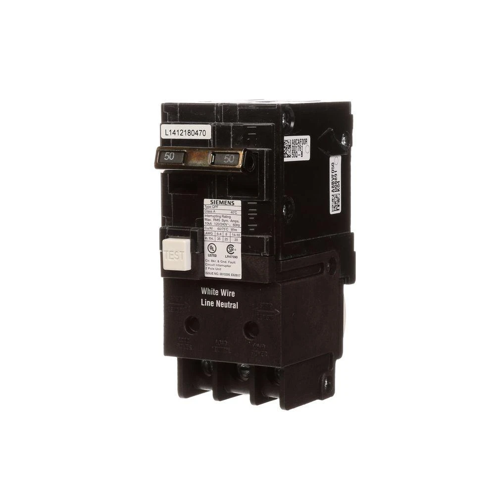 50 Amp Double Pole Type QPF GFCI Circuit Breaker 3 50 Amp Double Pole Type QPF GFCI Circuit Breaker