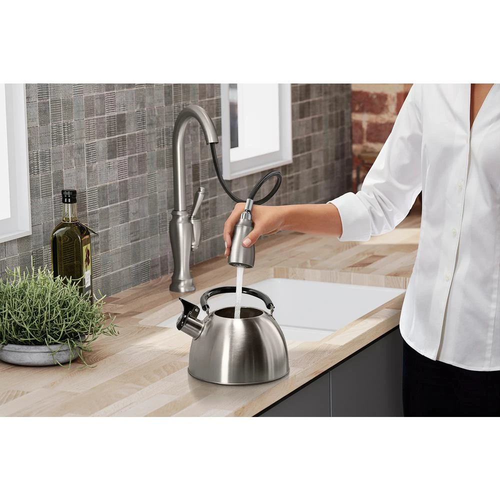 Arsdale Single-Handle Pull-Down Sprayer Kitchen Faucet With Soap/Lotion Dispenser In Vibrant Stainless 6 Arsdale Single-Handle Pull-Down Sprayer Kitchen Faucet With Soap/Lotion Dispenser In Vibrant Stainless - Image 4