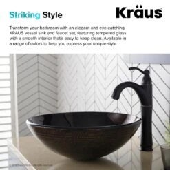 KRAUS Illusion Glass Vessel Sink In Brown With Riviera Faucet In Oil Rubbed Bronze -Pro House Shop f130e12c48c825b8707be68bb9c2ee6b 1800x1800
