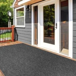 Heavy-Duty Ribbed Indoor/Outdoor Carpet With Rubber Marine Backing - Charcoal Black 6' X 10' - Several Sizes Available - Carpet Flooring For Patio, Porch, Deck, Boat, Basement Or Garage -Pro House Shop f454e289 a0a9 4458 a656 89bb17d83a86 1.123ed6498524d86661bcda440b833346 1800x1800