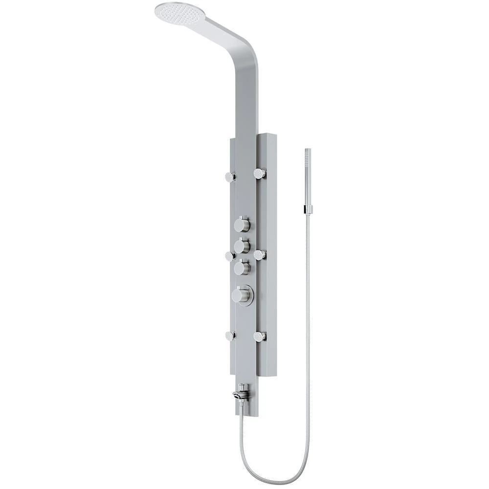 Mateo 59.5 In. 6-Jet High Pressure Shower Panel System With Rainhead Fixed Handheld Dual Shower In Stainless Steel 3 Mateo 59.5 In. 6-Jet High Pressure Shower Panel System With Rainhead Fixed Handheld Dual Shower In Stainless Steel