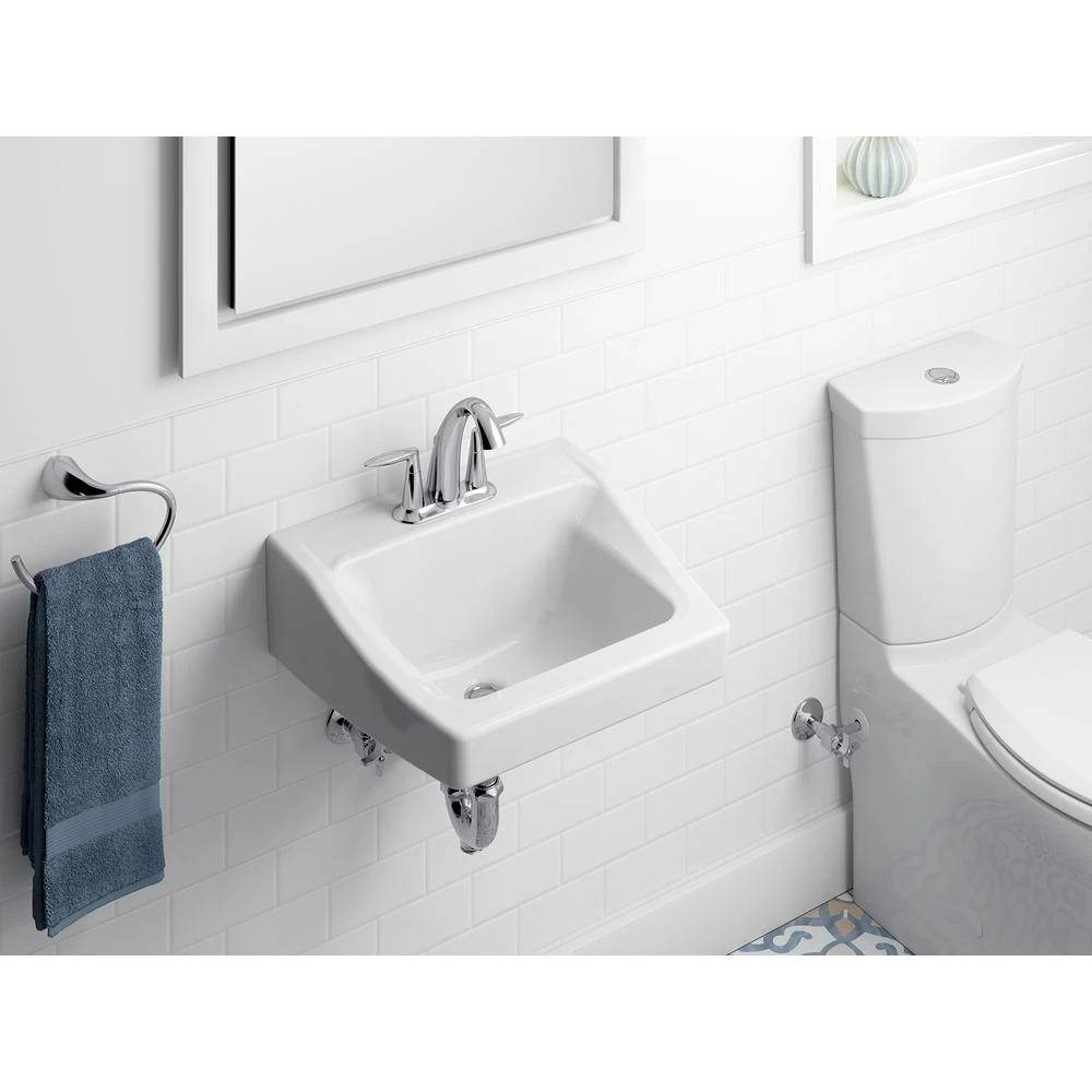 KOHLER Chesapeake Wall-Mount Vitreous China Bathroom Sink In White With Overflow Drain 7 KOHLER Chesapeake Wall-Mount Vitreous China Bathroom Sink In White With Overflow Drain - Image 5