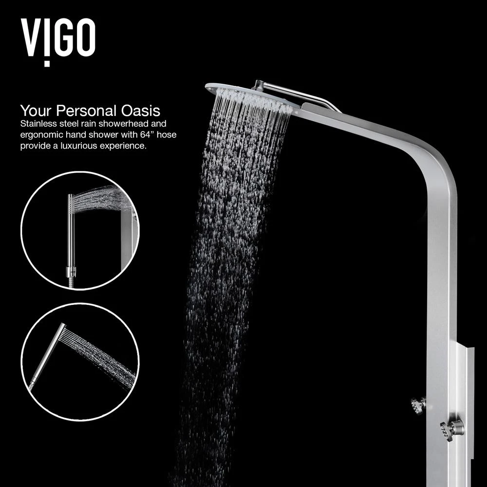 Mateo 59.5 In. 6-Jet High Pressure Shower Panel System With Rainhead Fixed Handheld Dual Shower In Stainless Steel 7 Mateo 59.5 In. 6-Jet High Pressure Shower Panel System With Rainhead Fixed Handheld Dual Shower In Stainless Steel - Image 5